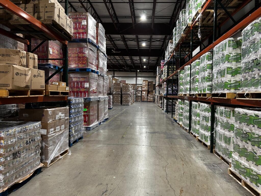 Thomas Trading warehouse with discounted groceries and household goods
