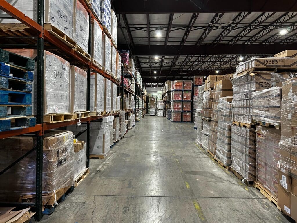 Thomas Trading warehouse shelving and grocery pallets
